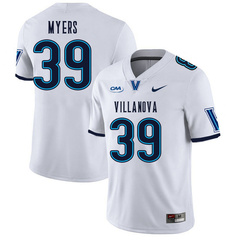 Men #39 Luke Myers Villanova Wildcats College Football Jerseys Stitched Sale-White